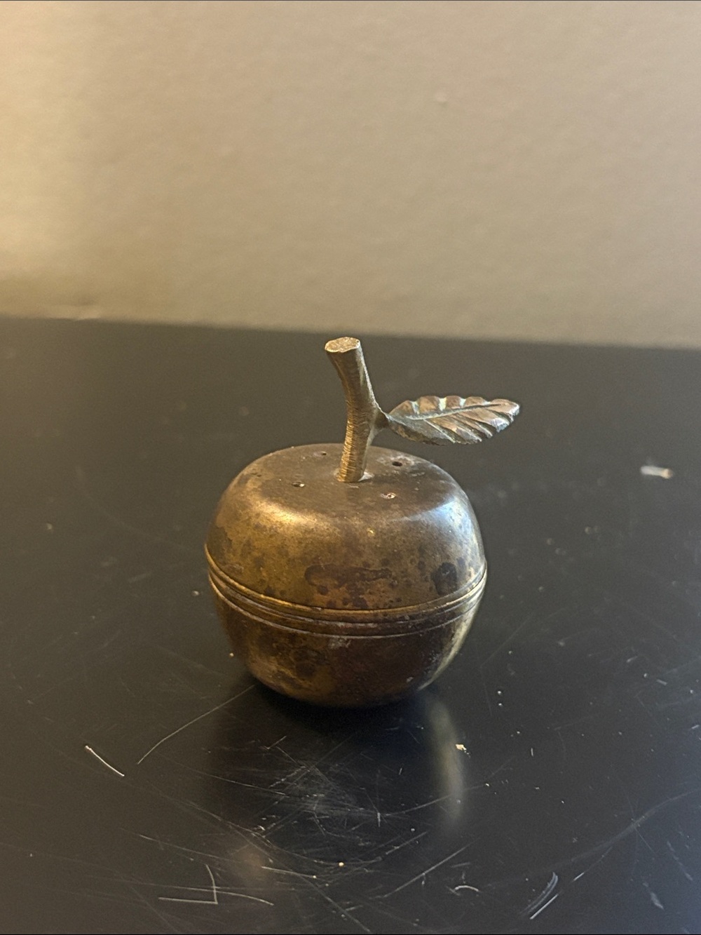 Brass Apple Trinket Box with wholes at the top